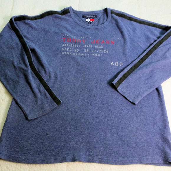 Tommy Jeans Blue L/S Thermal Shirt Large - Picture 1 of 5